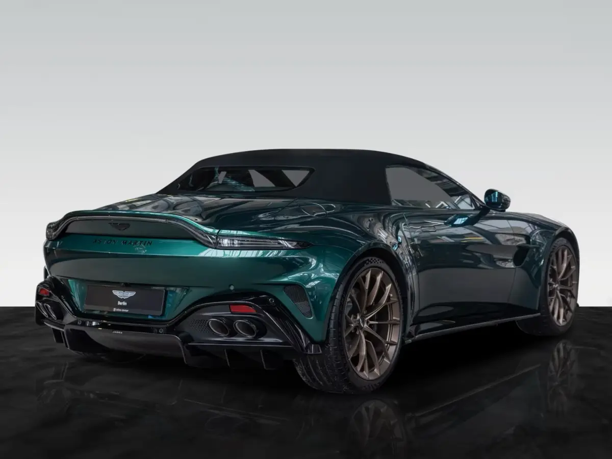 Aston Martin Vantage V8 Spider 2026, rear view — Courchevel Luxury Car Rental, Courchevel. The Aston Martin Vantage V8 Spider pairs 665 hp with a roofless cabin built for two, and…