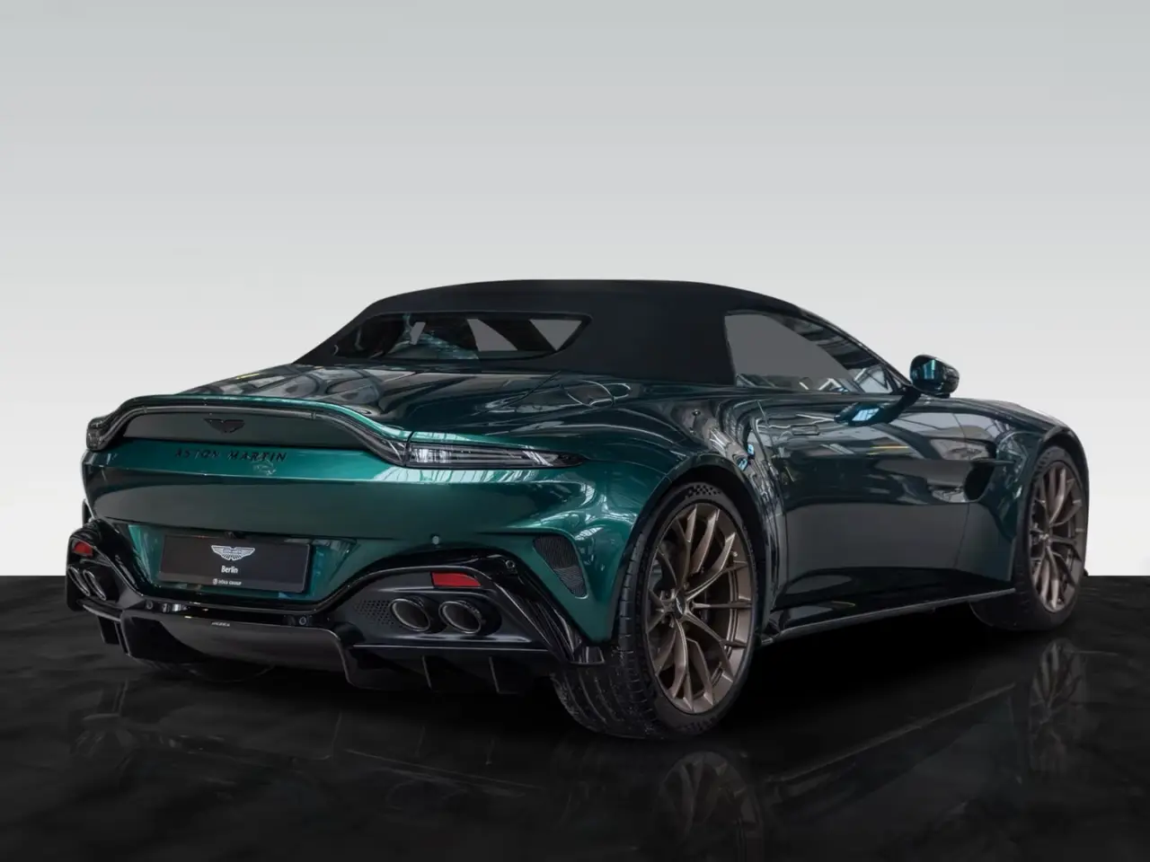 Aston Martin Vantage V8 Spider 2026, rear view — Courchevel Luxury Car Rental, Courchevel. The Aston Martin Vantage V8 Spider pairs 665 hp with a roofless cabin built for two, and…