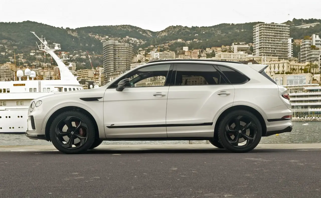 Bentley Bentayga V8-S 2024, front view — Courchevel Luxury Car Rental, Courchevel. The Bentayga V8-S pairs a 550 hp V8 with the cabin space and ride quality that a…