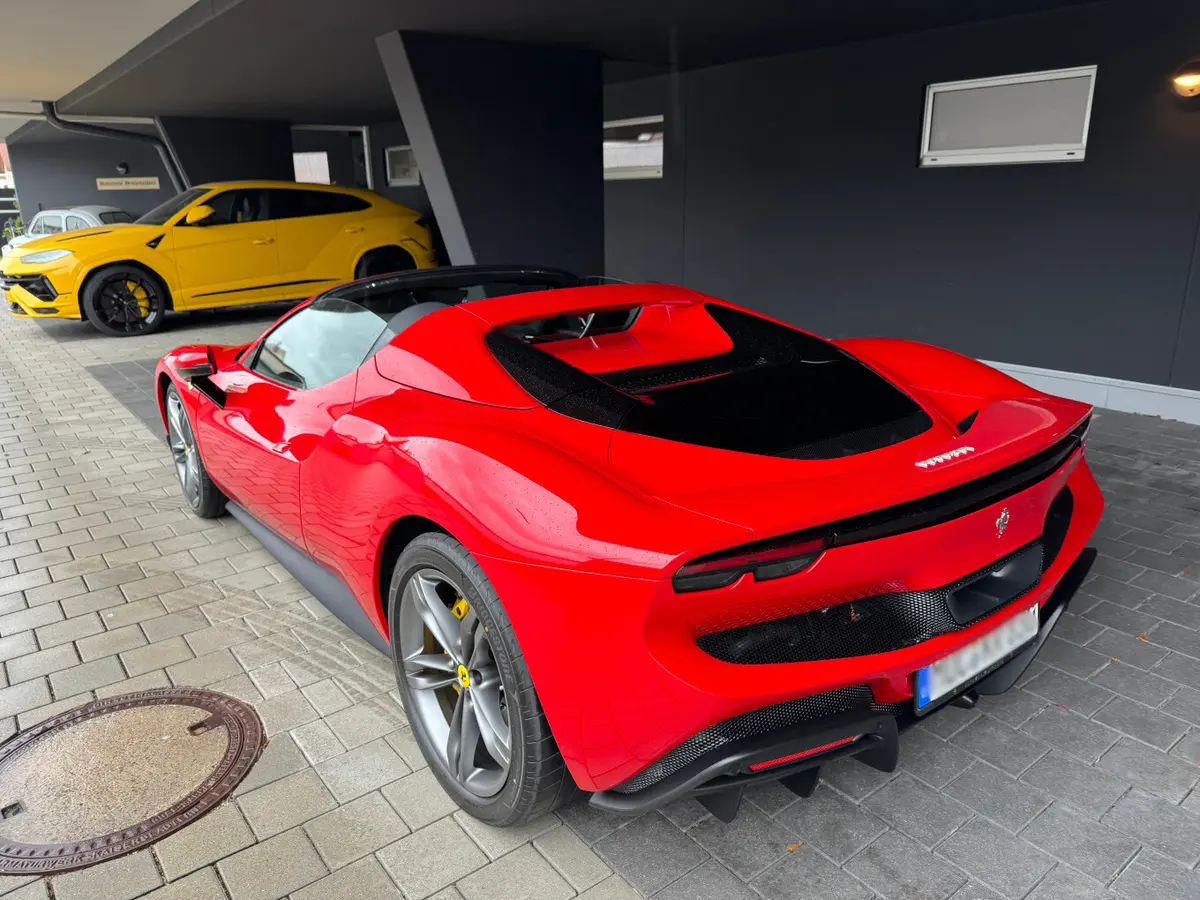 Ferrari 296 GTS Spider 2024, rear view — Courchevel Luxury Car Rental, Courchevel. The Ferrari 296 GTS Spider brings 819 hp to a two-seat, drop-top format that rewards a…
