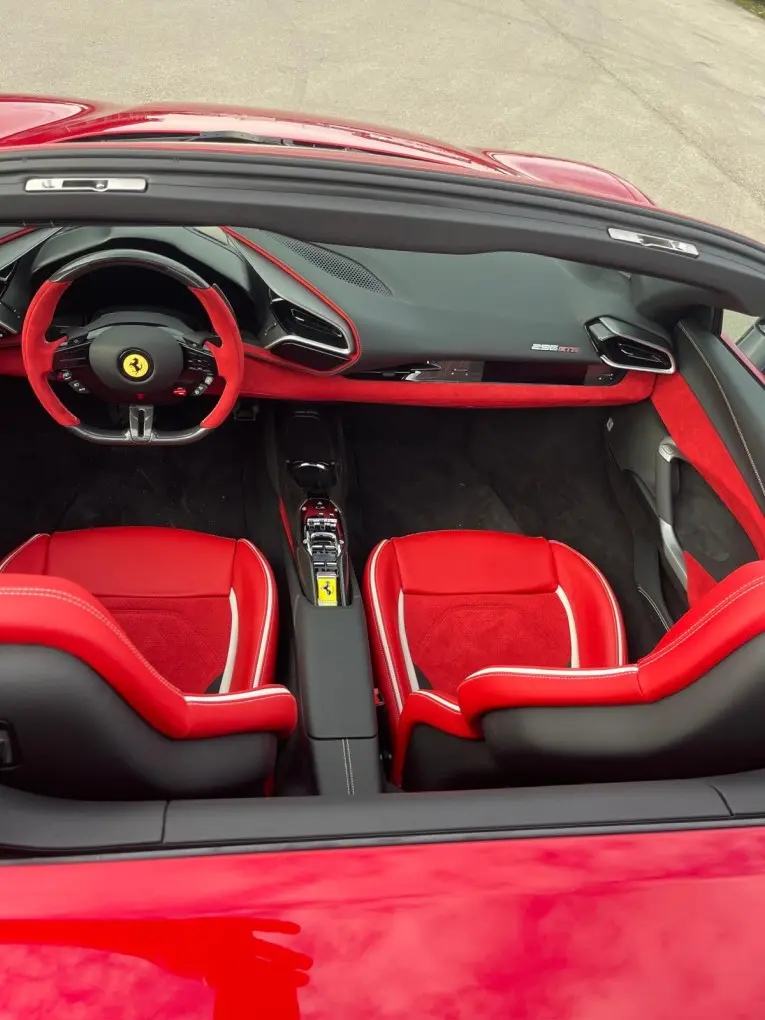 Ferrari 296 GTS Spider 2025, exterior — Courchevel Luxury Car Rental, Courchevel. The 2025 Ferrari 296 GTS Spider brings 819 hp to a two-seat cabin built for open-air…