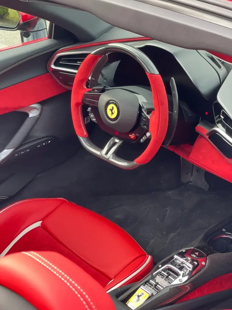 Ferrari 296 GTS Spider 2025, interior — Courchevel Luxury Car Rental, Courchevel. The 2025 Ferrari 296 GTS Spider brings 819 hp to a two-seat cabin built for open-air…