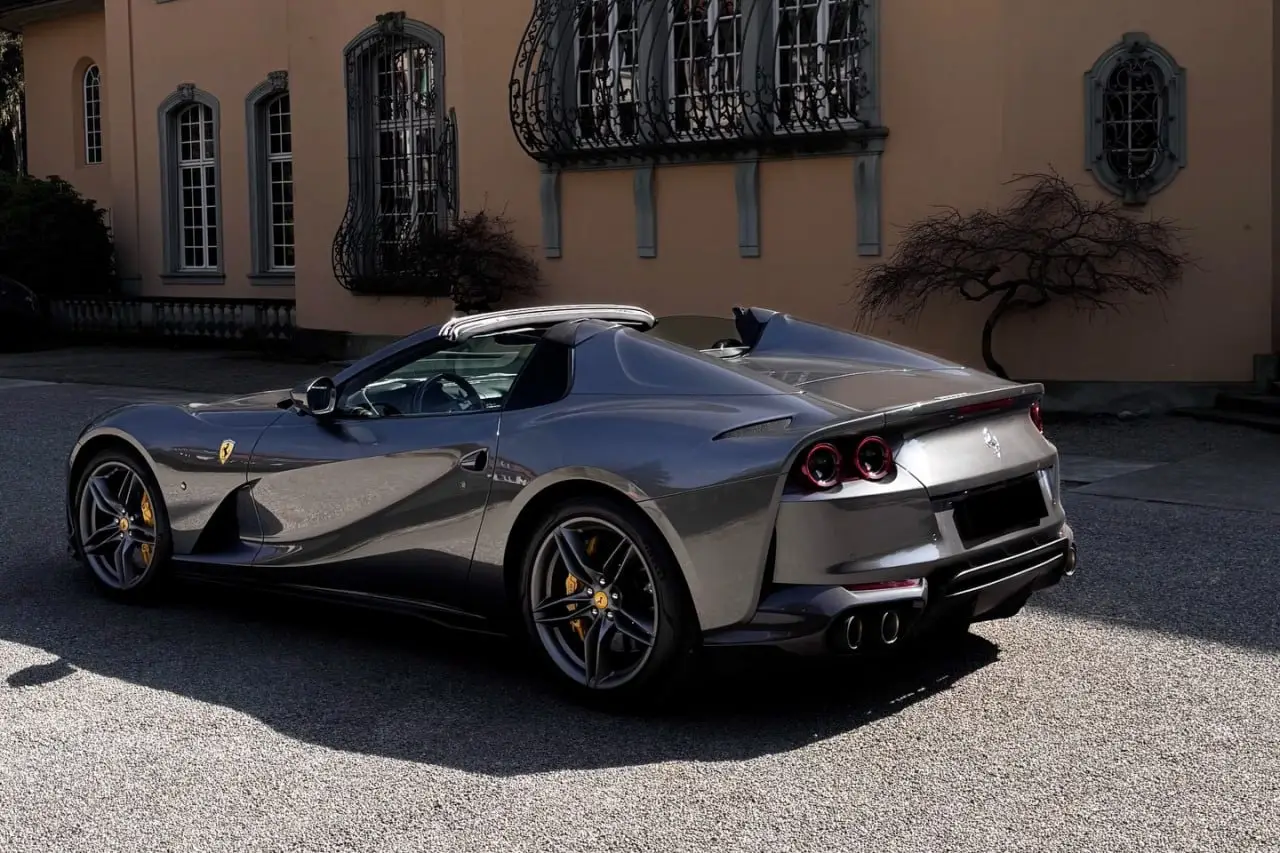 Ferrari 812 GTS 2024, front view — Courchevel Luxury Car Rental, Courchevel. The Ferrari 812 GTS is a naturally aspirated V12 statement, 800 hp sent to the rear…