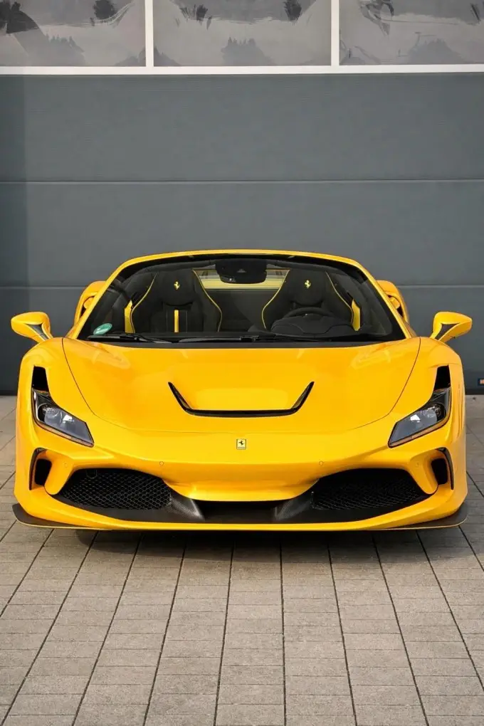 Ferrari F8 SPIDER 2023, rear view — Courchevel Luxury Car Rental, Courchevel. The Ferrari F8 Spider pairs a twin-turbo V8 with 720 hp to a folding hard top, giving…