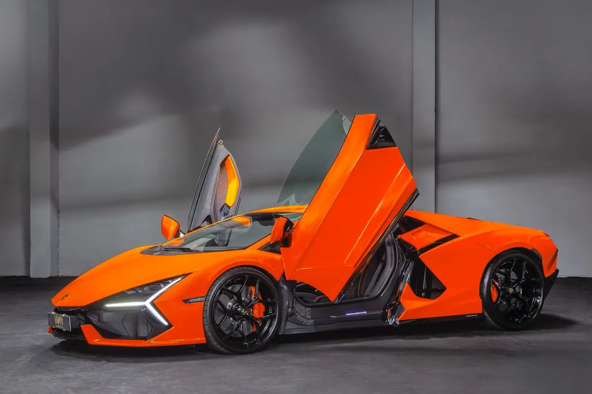 Lamborghini Revuelto 2026, exterior — Courchevel Luxury Car Rental, Courchevel. The 2026 Lamborghini Revuelto brings 1015 hp to a two-seat cockpit built for a driver who…