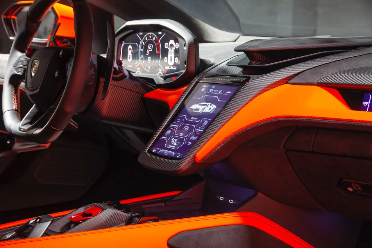 Lamborghini Revuelto 2026, dashboard — Courchevel Luxury Car Rental, Courchevel. The 2026 Lamborghini Revuelto brings 1015 hp to a two-seat cockpit built for a driver who…