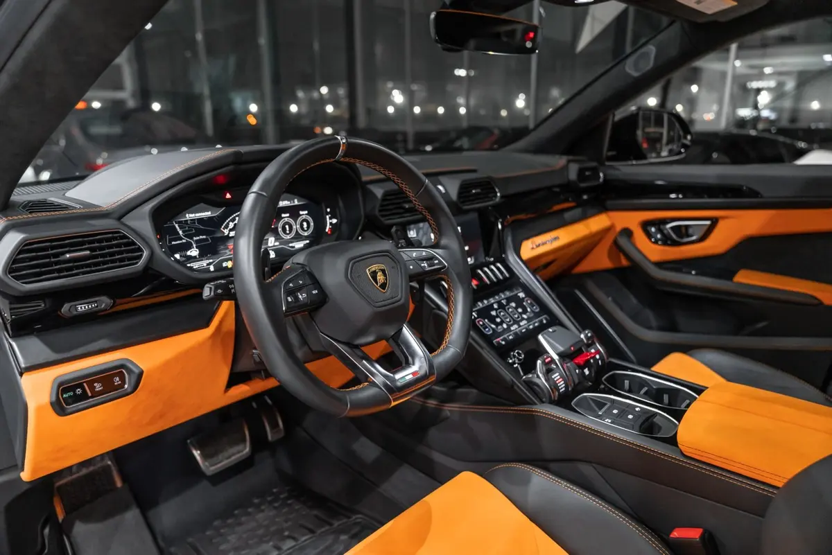 Lamborghini Urus S 2024, dashboard — Courchevel Luxury Car Rental, Courchevel. The Lamborghini Urus S brings 666 hp to a body style built for seating and space rather…