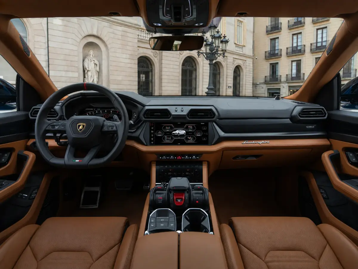 Lamborghini Urus SE 2025, dashboard — Courchevel Luxury Car Rental, Courchevel. The Lamborghini Urus SE brings 800 hp and five seats together in a shape built for the…