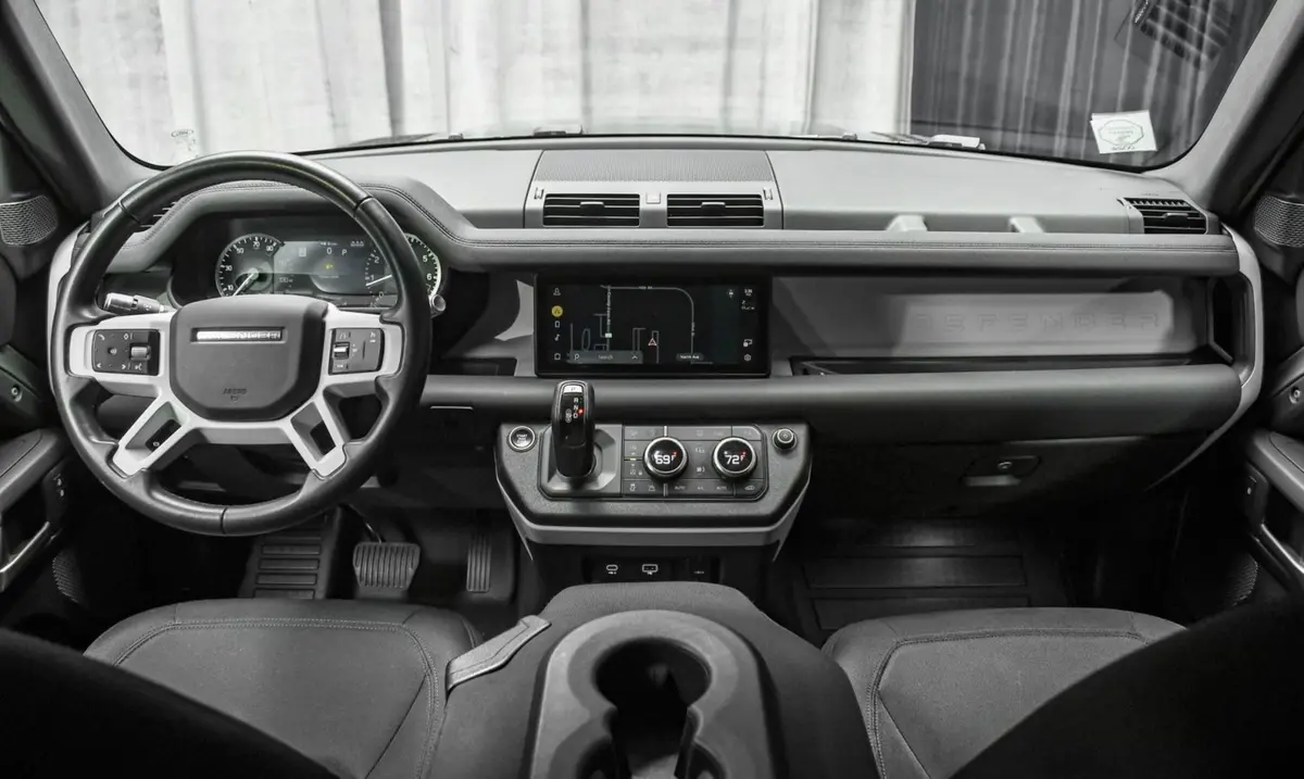 Land Rover Defender X-Dynamic 7 seater 2024, dashboard — Courchevel Luxury Car Rental, Courchevel. The Defender X-Dynamic's seven seats and boxy, upright cabin make it one of the few…