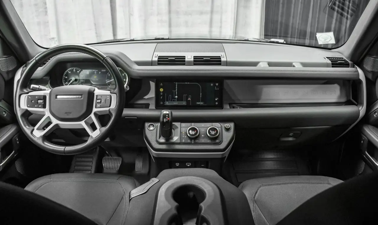 Land Rover Defender X-Dynamic 7 seater 2024, dashboard — Courchevel Luxury Car Rental, Courchevel. The Defender X-Dynamic's seven seats and boxy, upright cabin make it one of the few…