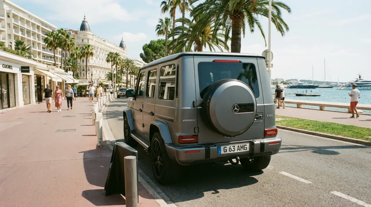 Mercedes Benz G63 2023, front view — Courchevel Luxury Car Rental, Courchevel. The Mercedes Benz G63 pairs a 585 hp V8 with the tall, square-shouldered stance that has…