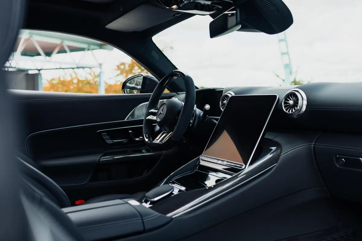 Mercedes Benz GT63 AMG Coupe 2024, rear view — Courchevel Luxury Car Rental, Courchevel. The 2024 Mercedes Benz GT63 AMG Coupe pairs a 577 hp engine with a strict two-seat cabin,…