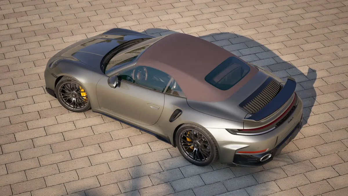 Porsche 911 992 Carrera Turbo S Cabrio 2026, front view — Courchevel Luxury Car Rental, Courchevel. The 2026 Porsche 911 Carrera Turbo S Cabrio pairs 650 hp with the kind of steering…