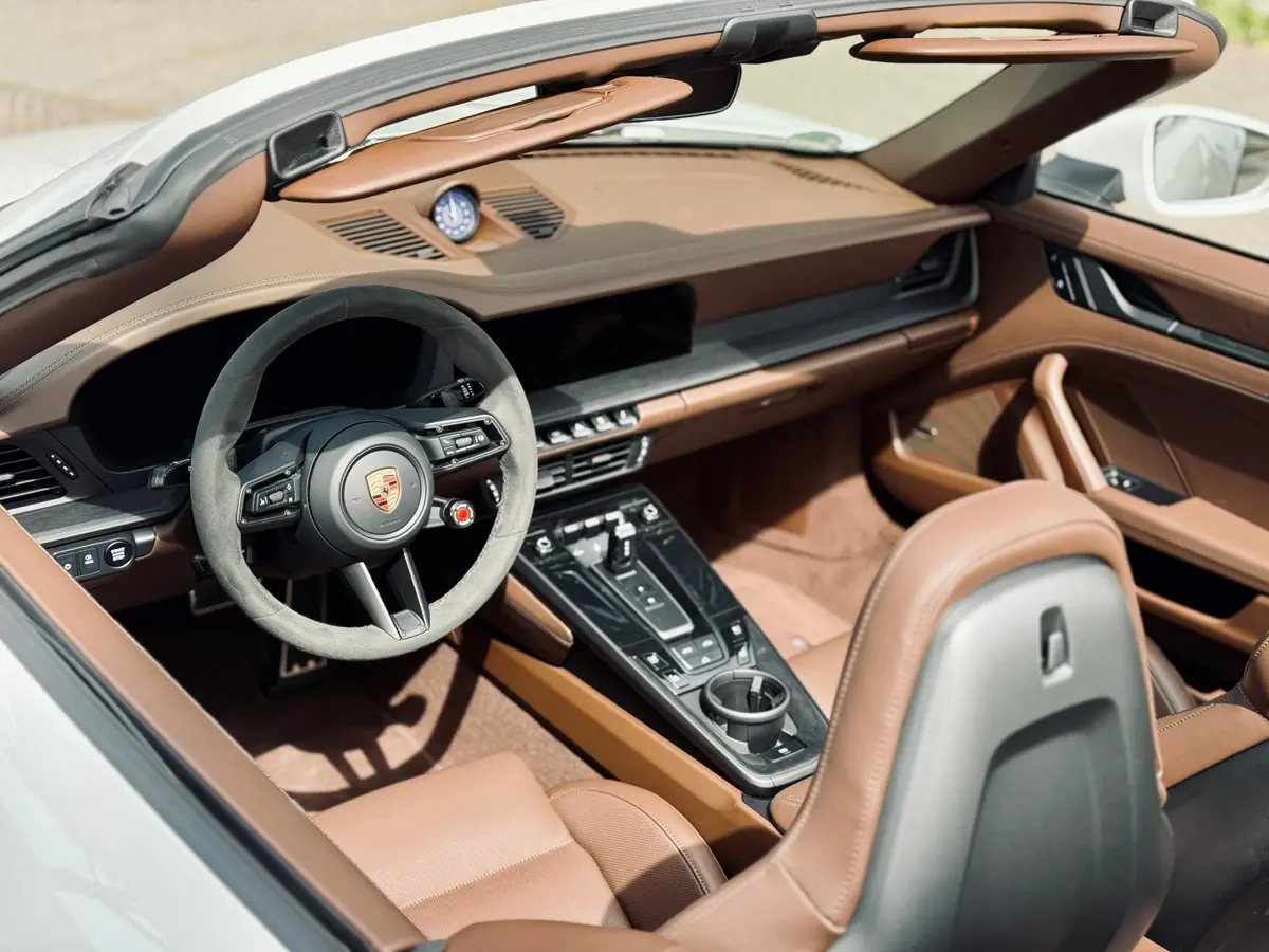 Porsche 992.2 Carrera 4 GTS Cabrio 2025, interior — Courchevel Luxury Car Rental, Courchevel. The Porsche 992.2 Carrera 4 GTS Cabrio pairs 540 hp with all-wheel drive, a combination…