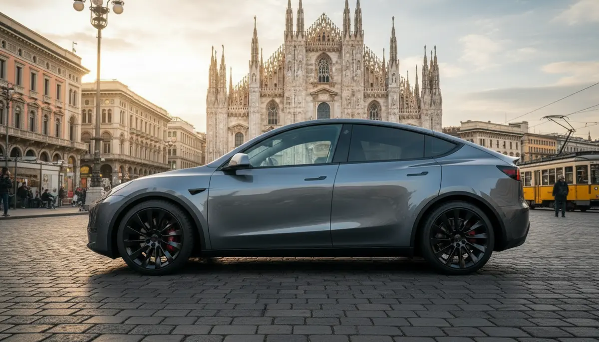 Tesla Model Y Long Range 2023, rear view — Courchevel Luxury Car Rental, Courchevel. The 2023 Tesla Model Y Long Range brings a different kind of drive to the valley:…